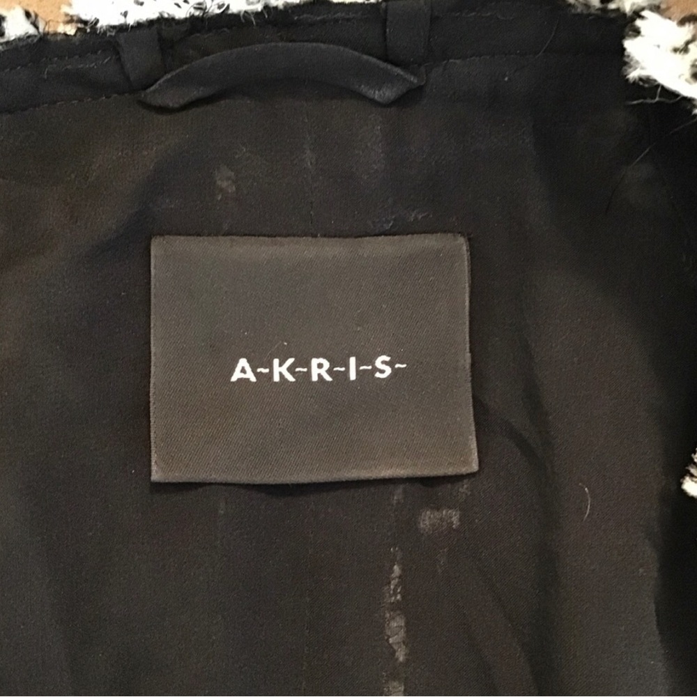 Akris White & Black Textured Appliqué Zip Jacket Blazer Women’s Size 8 - Picture 7 of 10